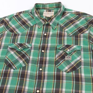 Denim & Supply Ralph Lauren Shirt Men's XXL GreenPlaid Pearl Snap Western Shirt